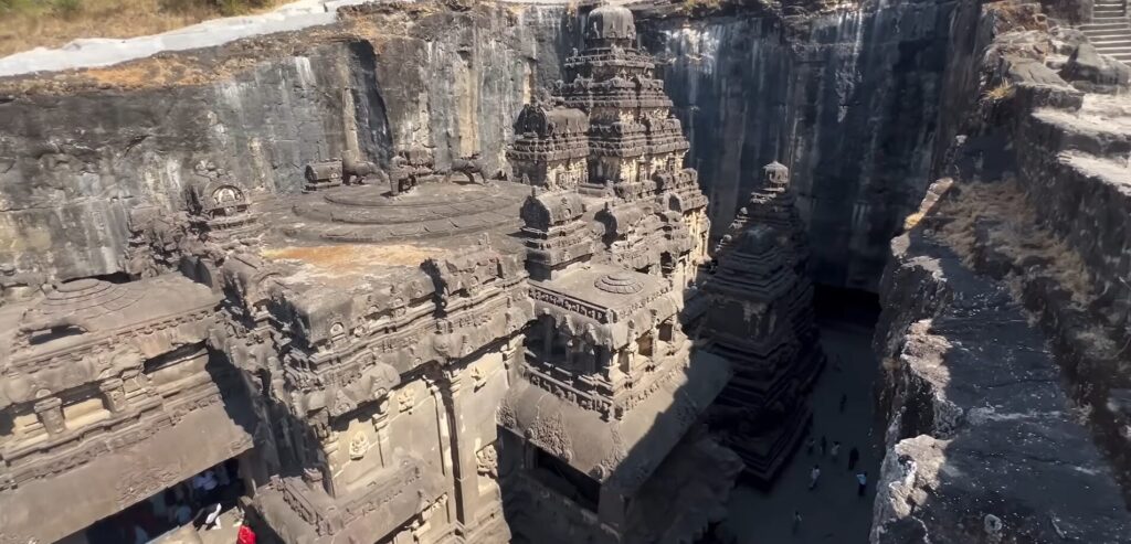 Kailasa Temple at Ellora carved from a single rock