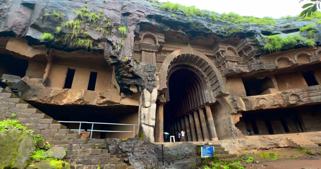 Ancient Bhaja Caves near Lonavala with rock-cut architecture