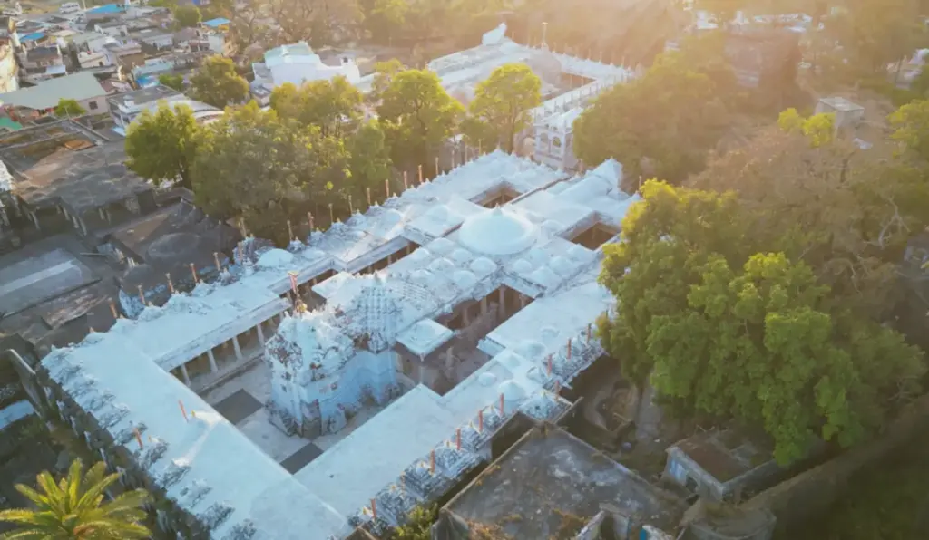 Aerial view of Dilwara Jain Temples complex in Mount Abu